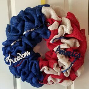Patriotic Burlap Wreath Front Door Decor Year Round